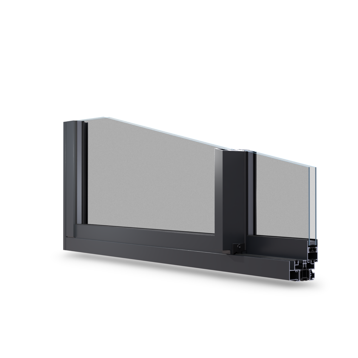 Coupe technique fenêtre et porte-fenêtre coulissant aluminium