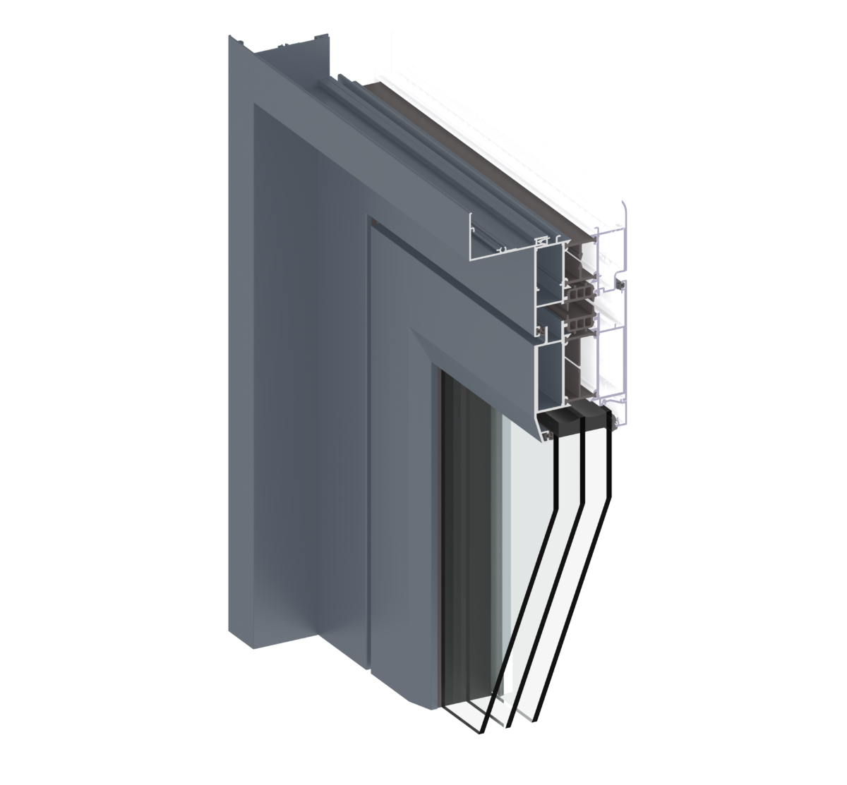 Coupe technique porte tertiaire aluminium