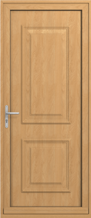 Porte d'entrée PVC à panneaux modèle Calabre chêne naturel