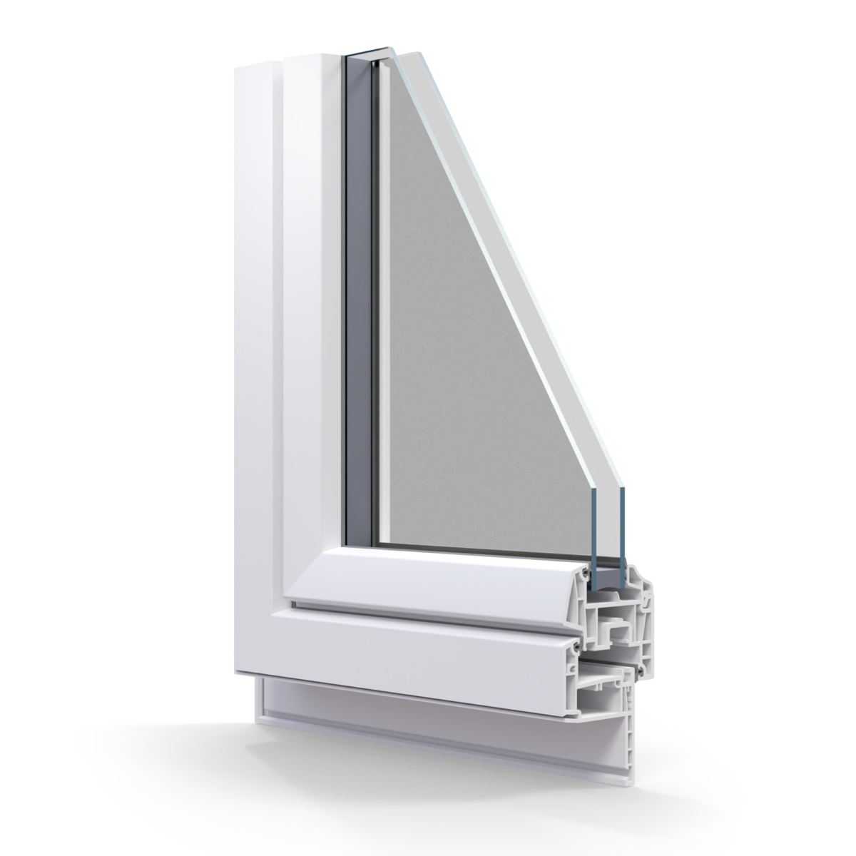 Coupe technique fenêtre PVC ouvrant bombé 60 mm Concerto