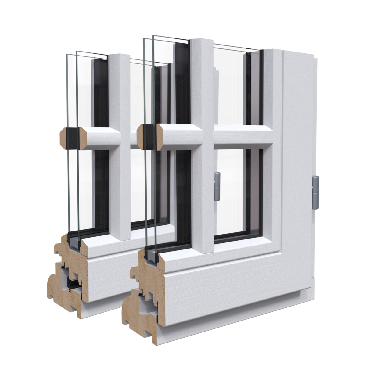 Gammes de fenêtres et portes-fenêtres Bois 58 mm et 68 mm en Chêne de France ou Bois exotique