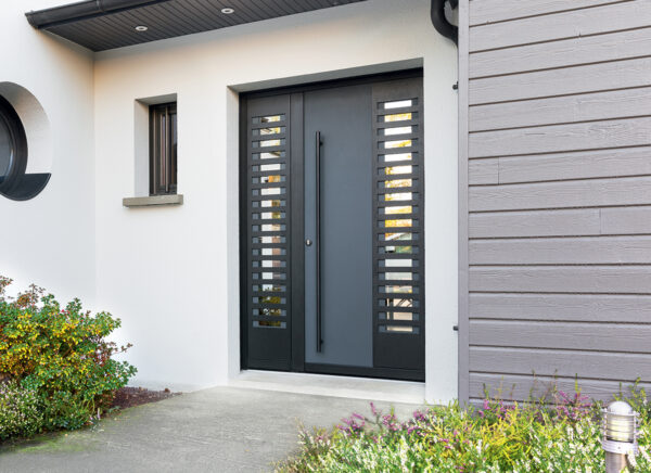 Porte d'entrée Aluminium Monobloc modèle Luma A avec semi-fixe