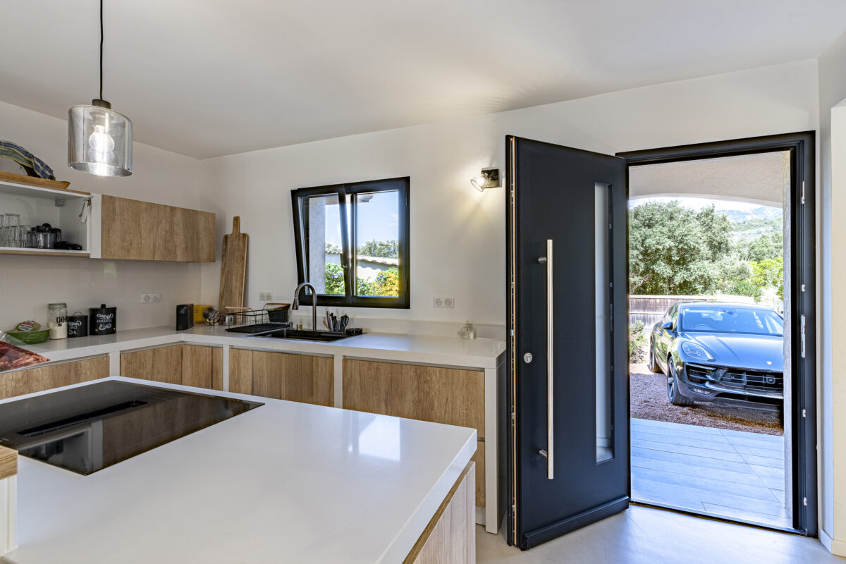 Porte d'entrée Monobloc Aluminium Luma A et Fenêtre ALU ouvrant caché Sensation 2